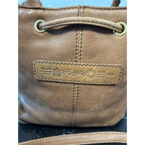 Vintage 00s Y2K FOSSIL Leather Convertible Bucket Bag Handbag Purse - Picture 5 of 10